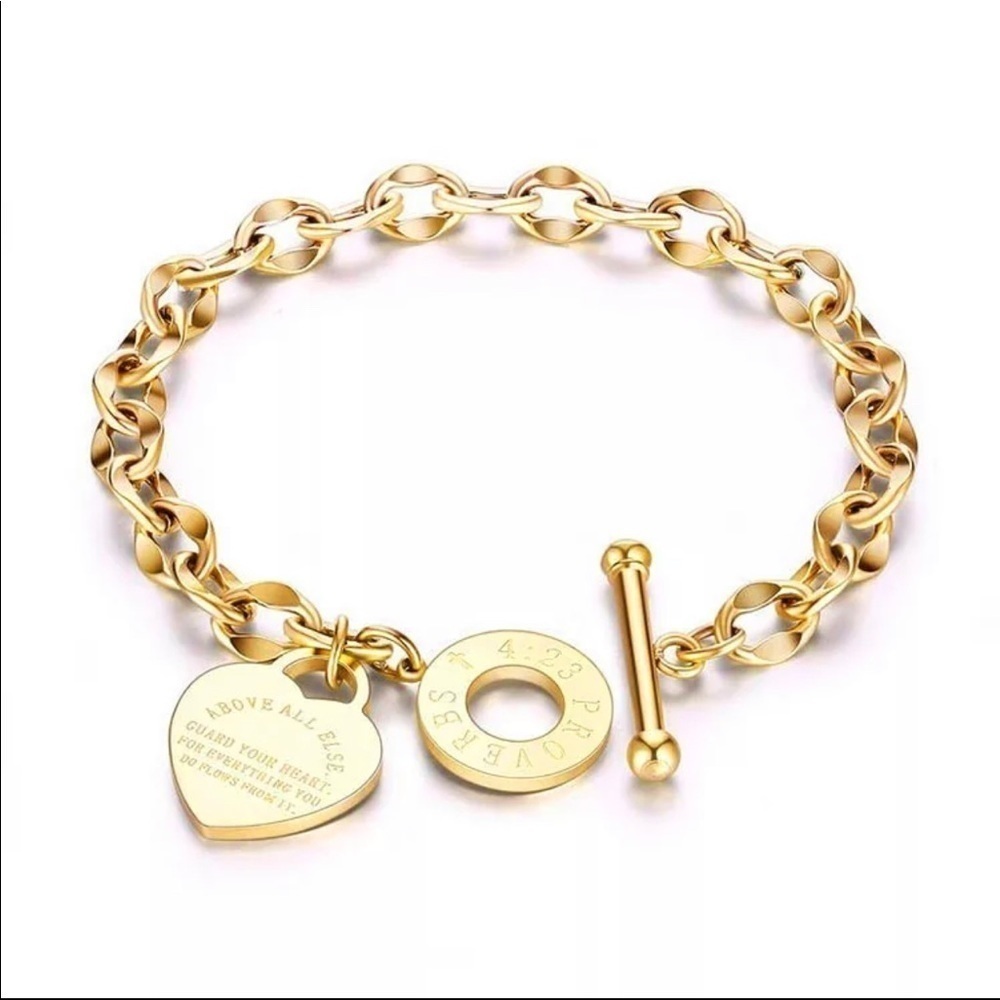 18K gold plated stainless steel inspirational bracelet